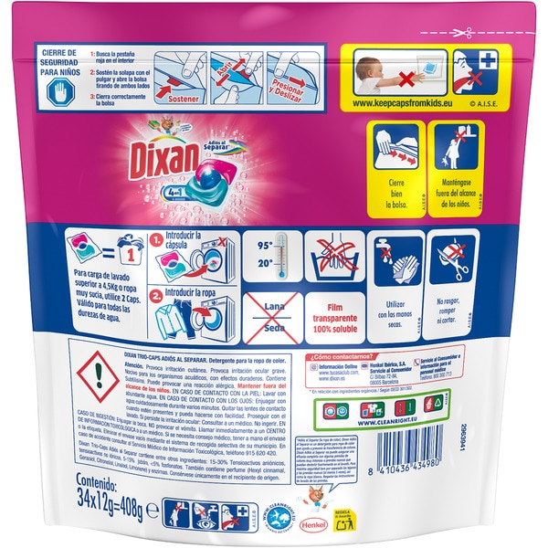 Trio Caps Flüssigwaschmittel Total 3+1 Nie mehr Sortieren Tasche 34 Kapseln