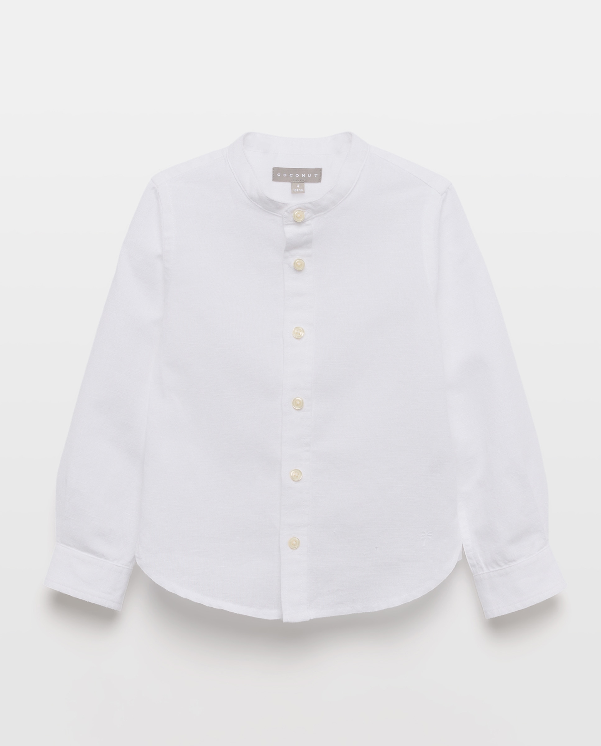 Camisa de Linho com Manga Comprida e Gola à Padre Branco-4