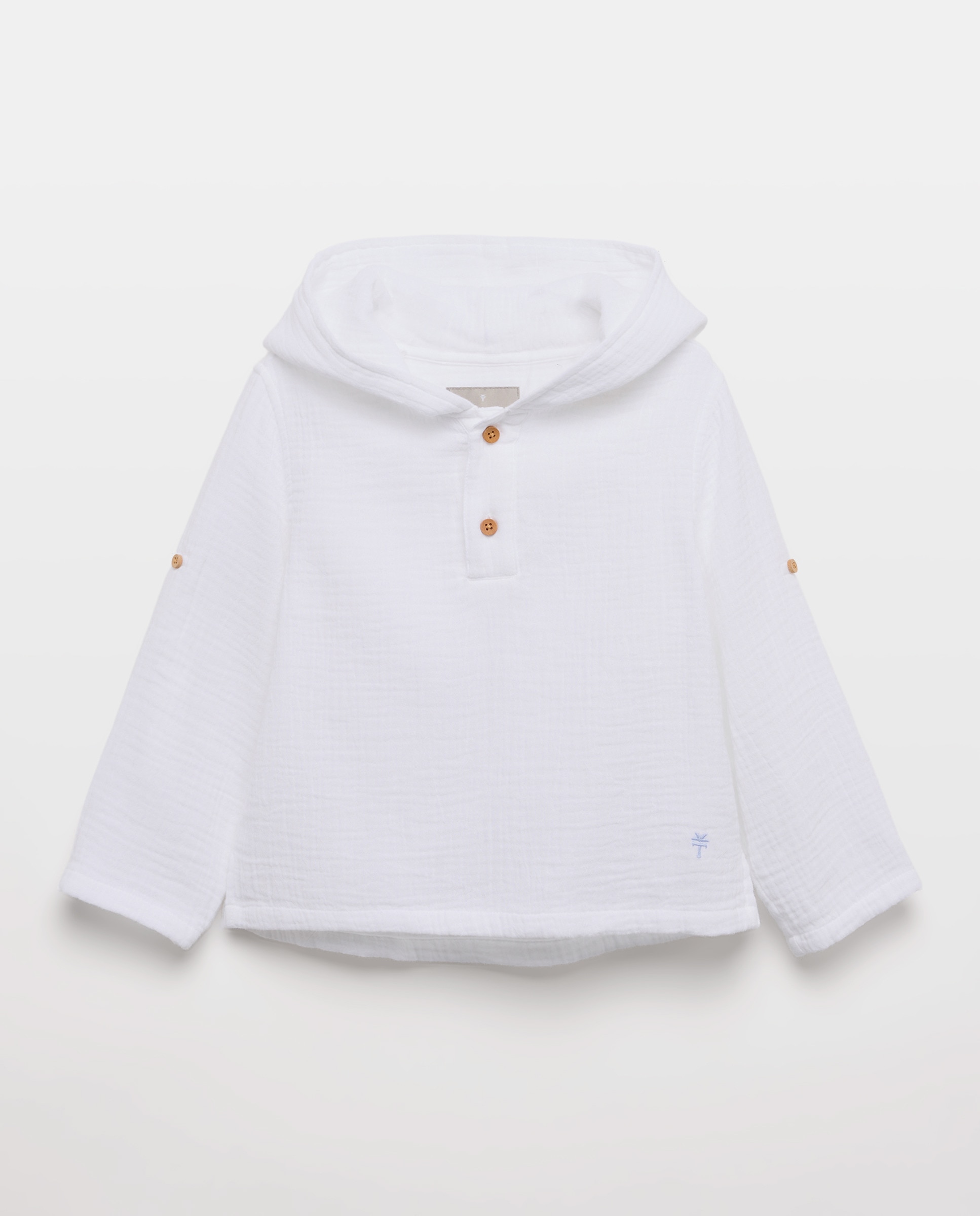 Imagem 0 de Camisa de Manga Comprida com Gola à Padre e Capuz de Chiffon
