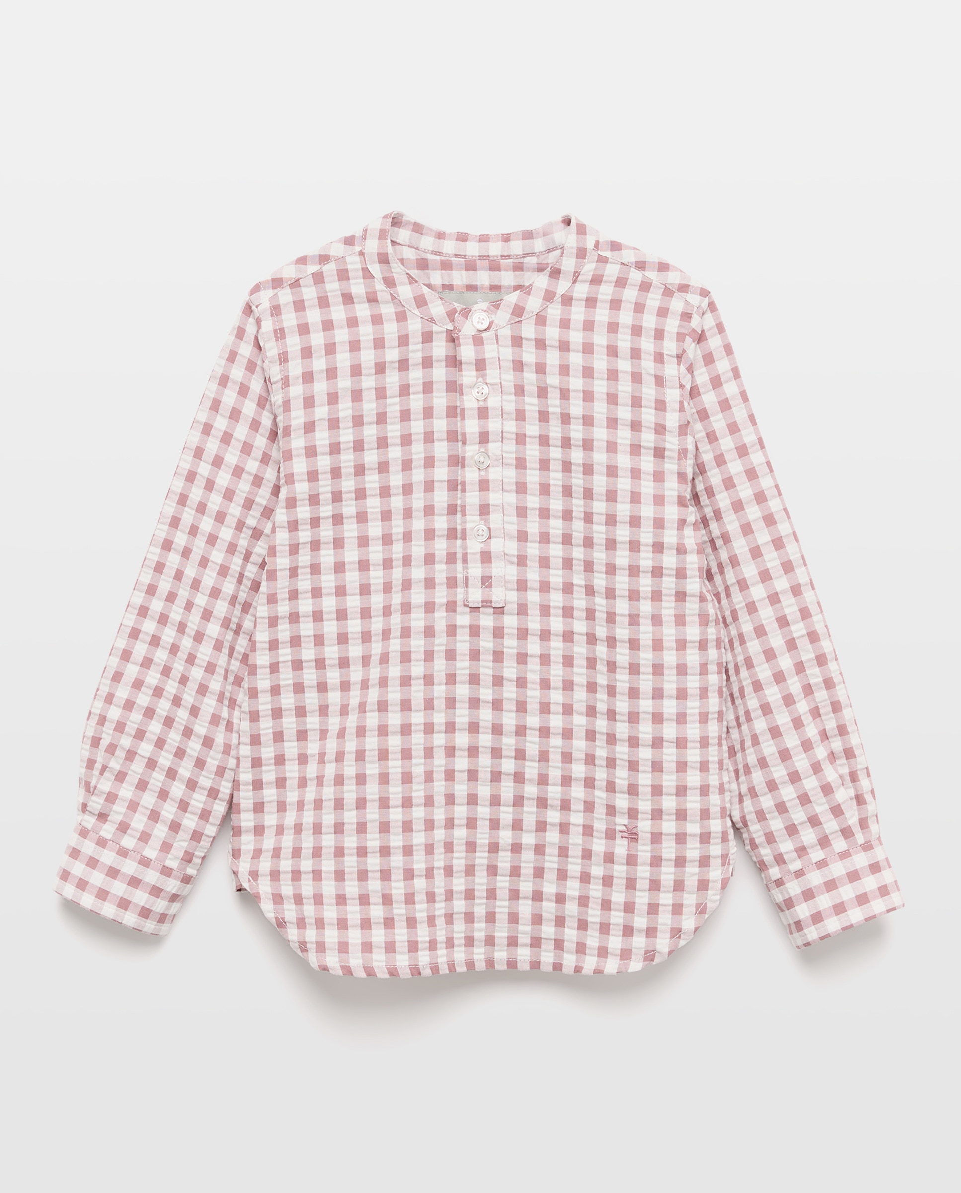 Camisa de Manga Comprida com Gola à Padre e Vichy Coconut El Corte Inglés Vermelho-4