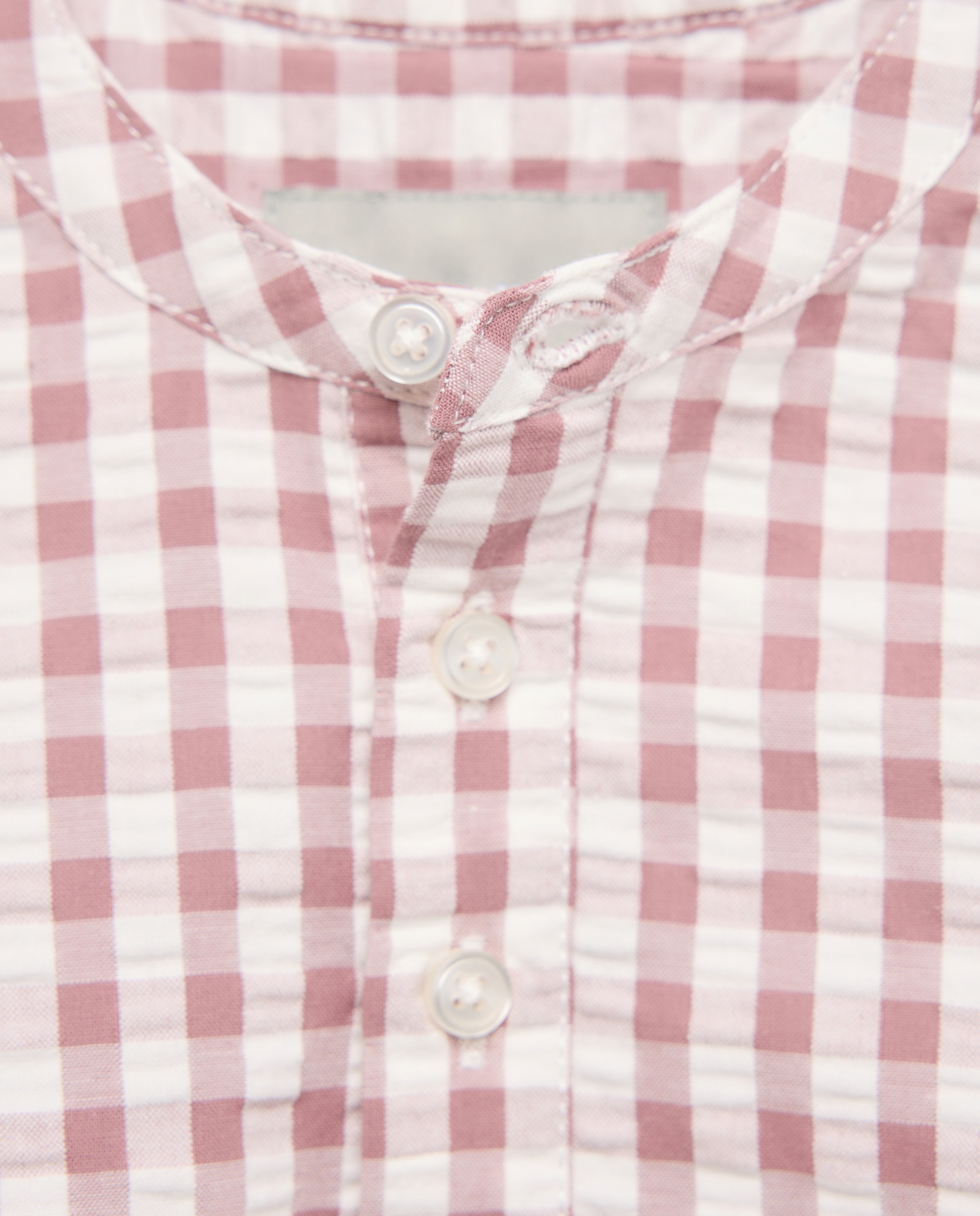 Camisa de Manga Comprida com Gola à Padre e Vichy Coconut El Corte Inglés Vermelho-5