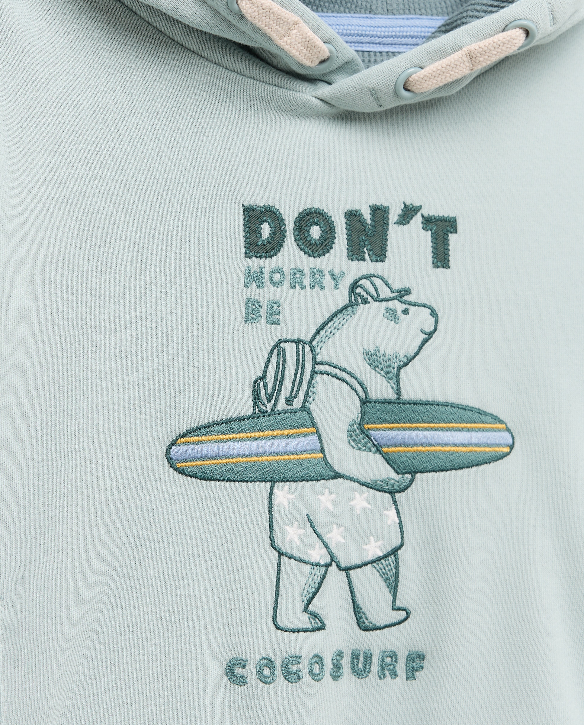 Sweatshirt com Capuz Waffle, Bolso Regular e Desenho de Urso Surf Coconut El Corte Inglés Sabão-6