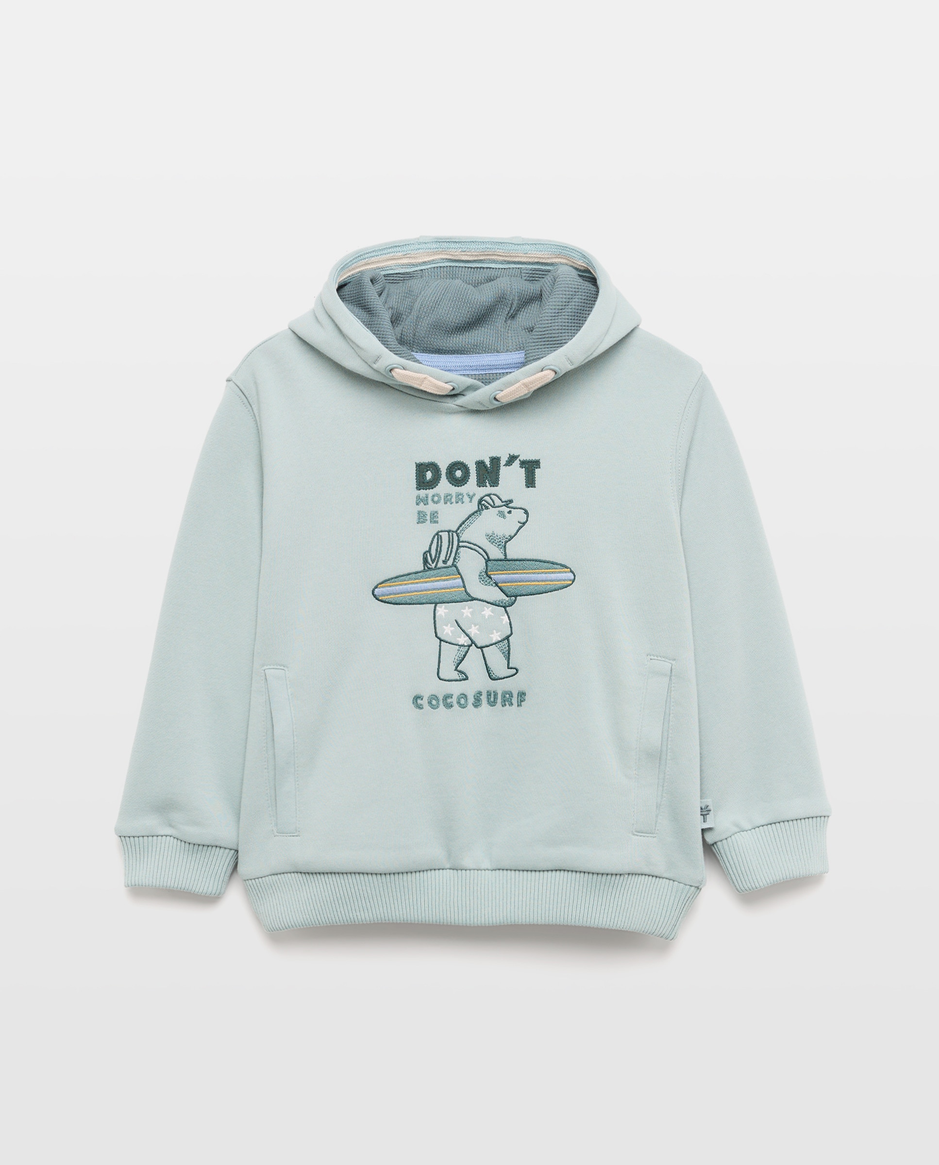 Sweatshirt com Capuz Waffle, Bolso Regular e Desenho de Urso Surf Coconut El Corte Inglés Sabão-5