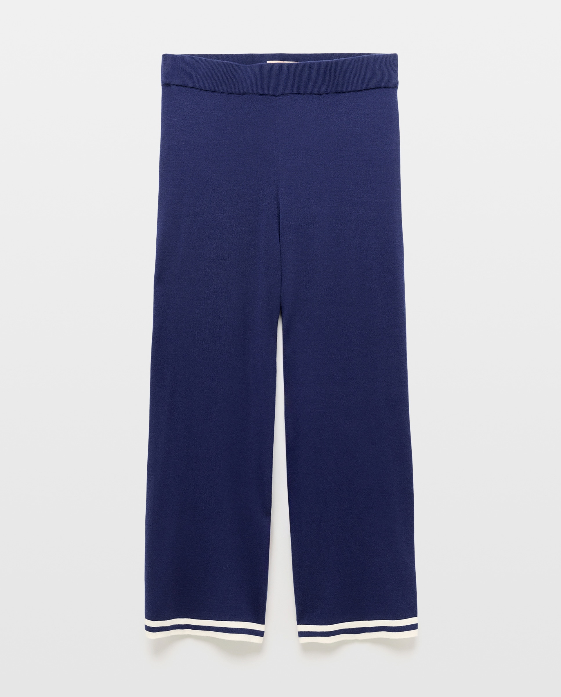 Calças de Pijama de Tricot com Detalhes nas Bainhas Azul-marinho-4