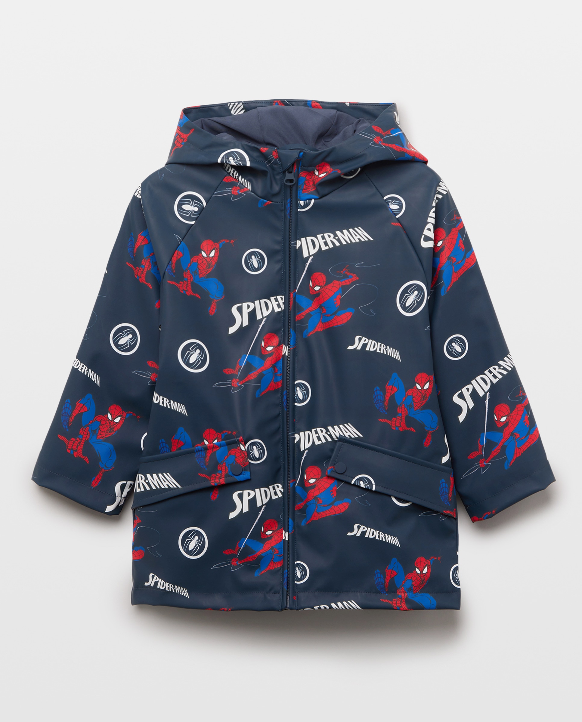 Parka Engomada com Estampado Homem-Aranha Azul-marinho-5