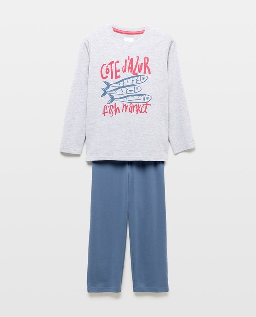 Imagem 0 de Pijama Completo de Malha com Fantasia na T-shirt e Calças Lisas