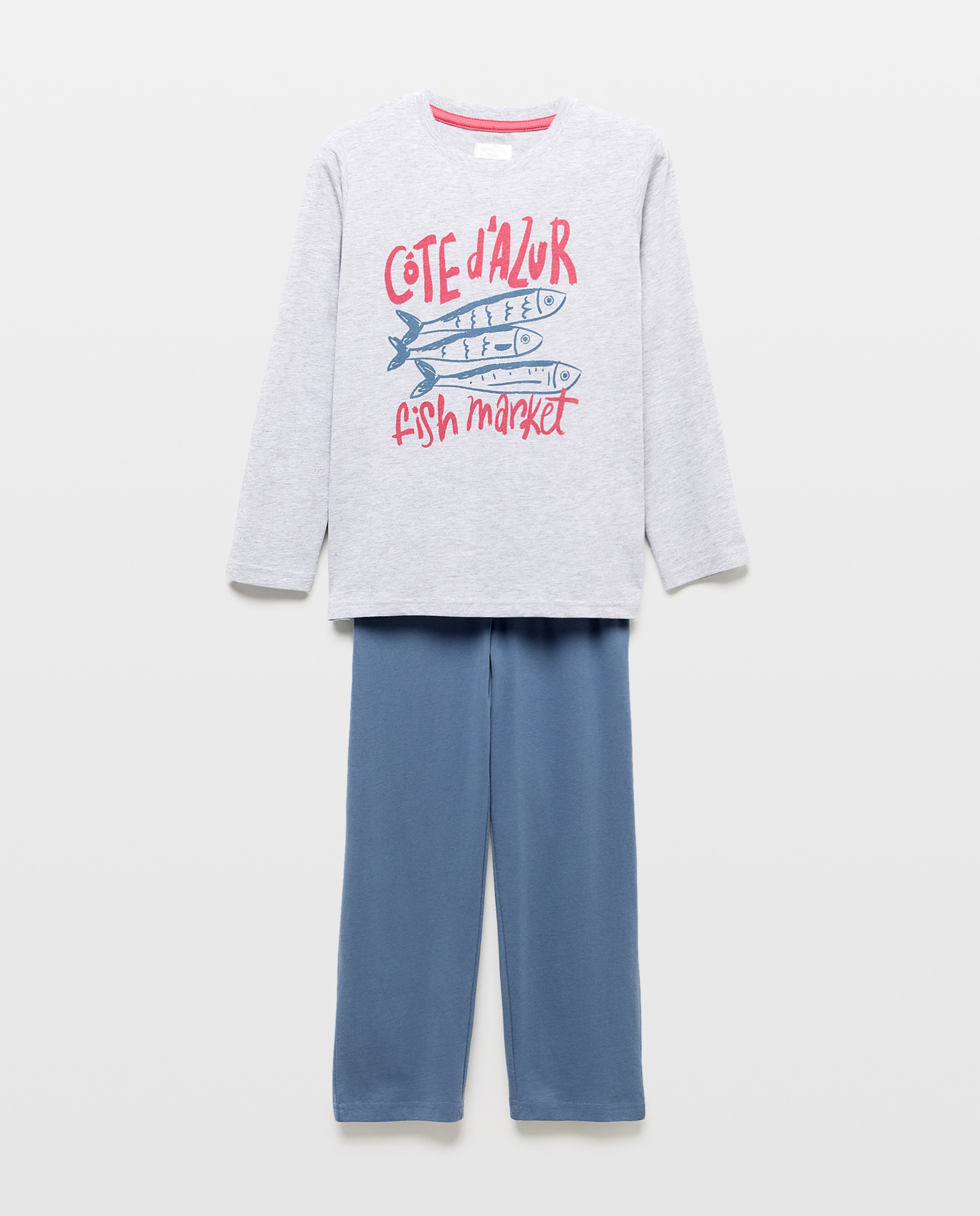 Pijama de Malha com Estampado de Fantasia Cotton Juice Cinzento-4
