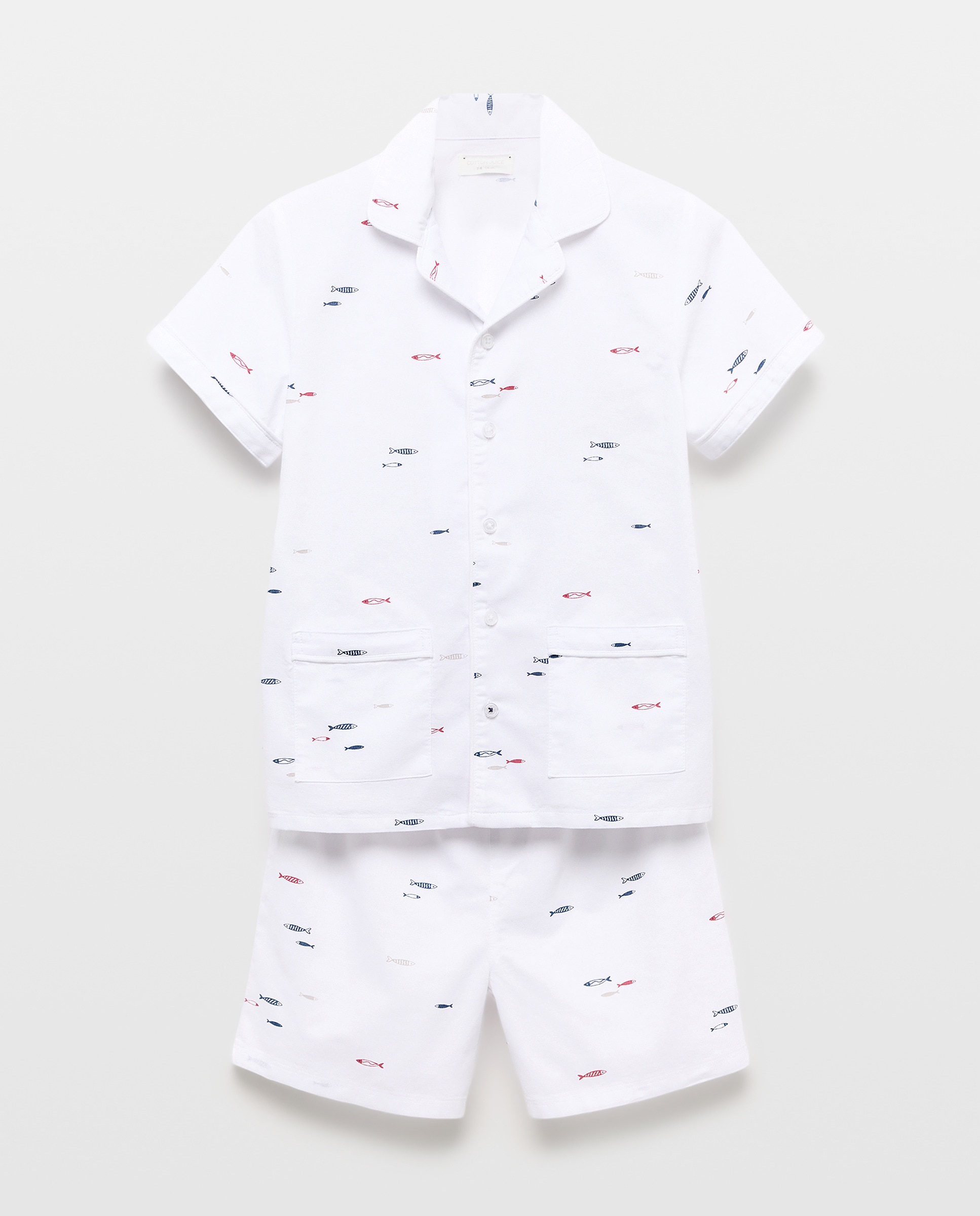 Pijama Curto Oxford Abotoado com Estampado de Fantasia Cotton Juice Branco-4