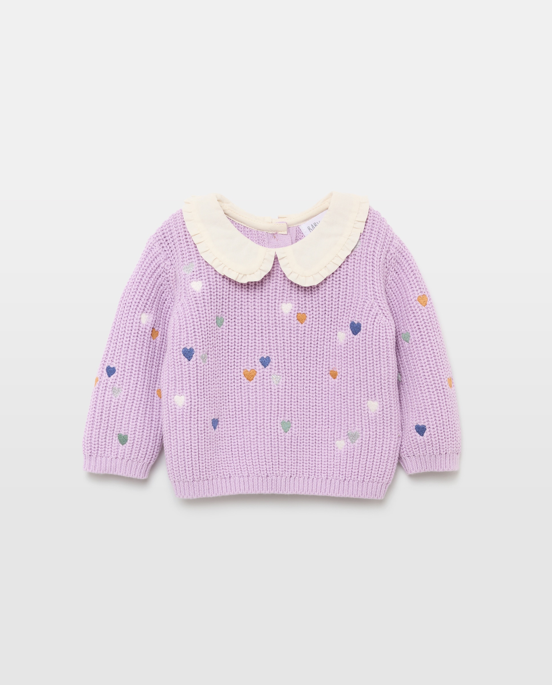 Camisola de Malha de Bebé com Gola Redonda e Bordado 282 Malva-1