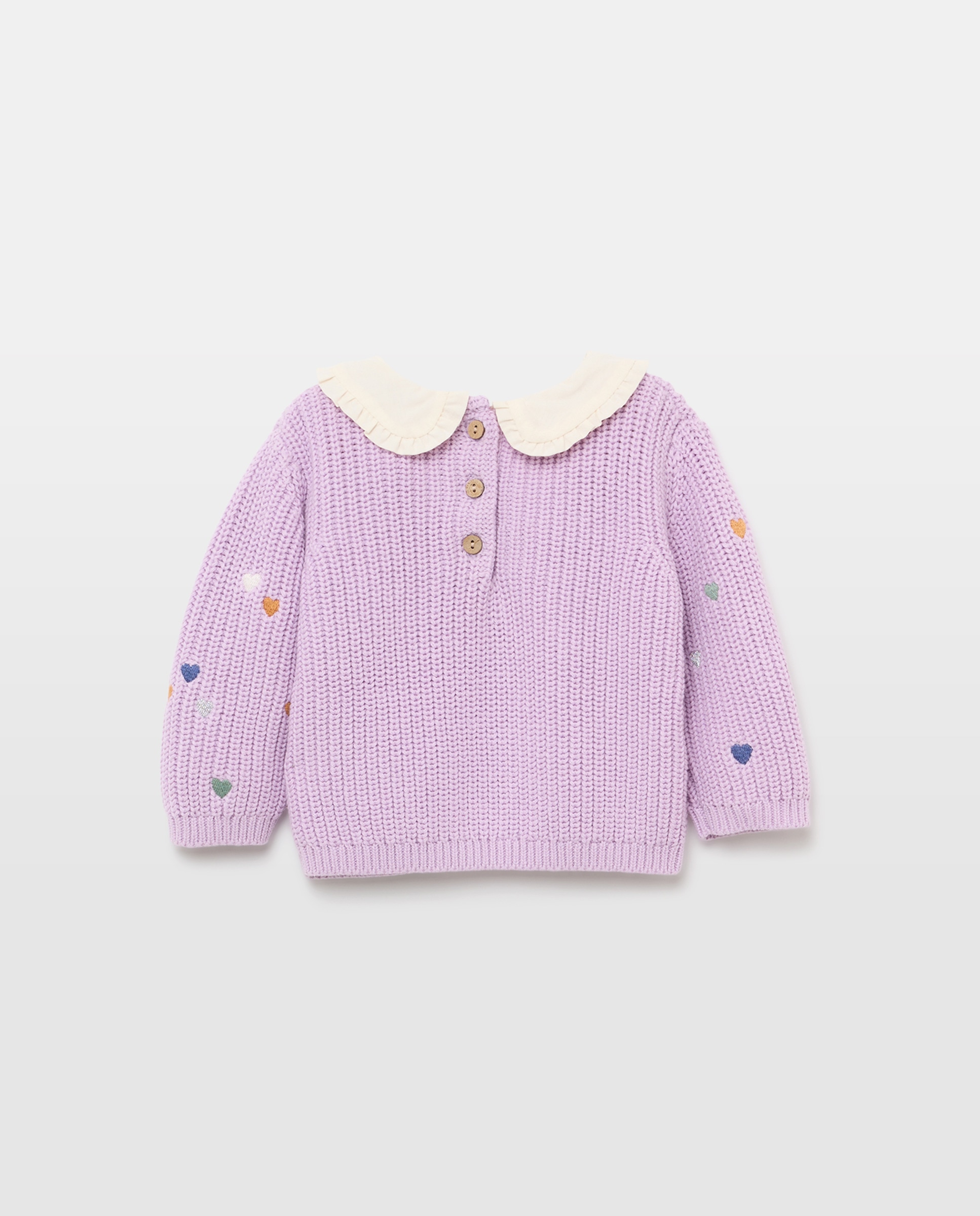 Camisola de Malha de Bebé com Gola Redonda e Bordado 282 Malva-2