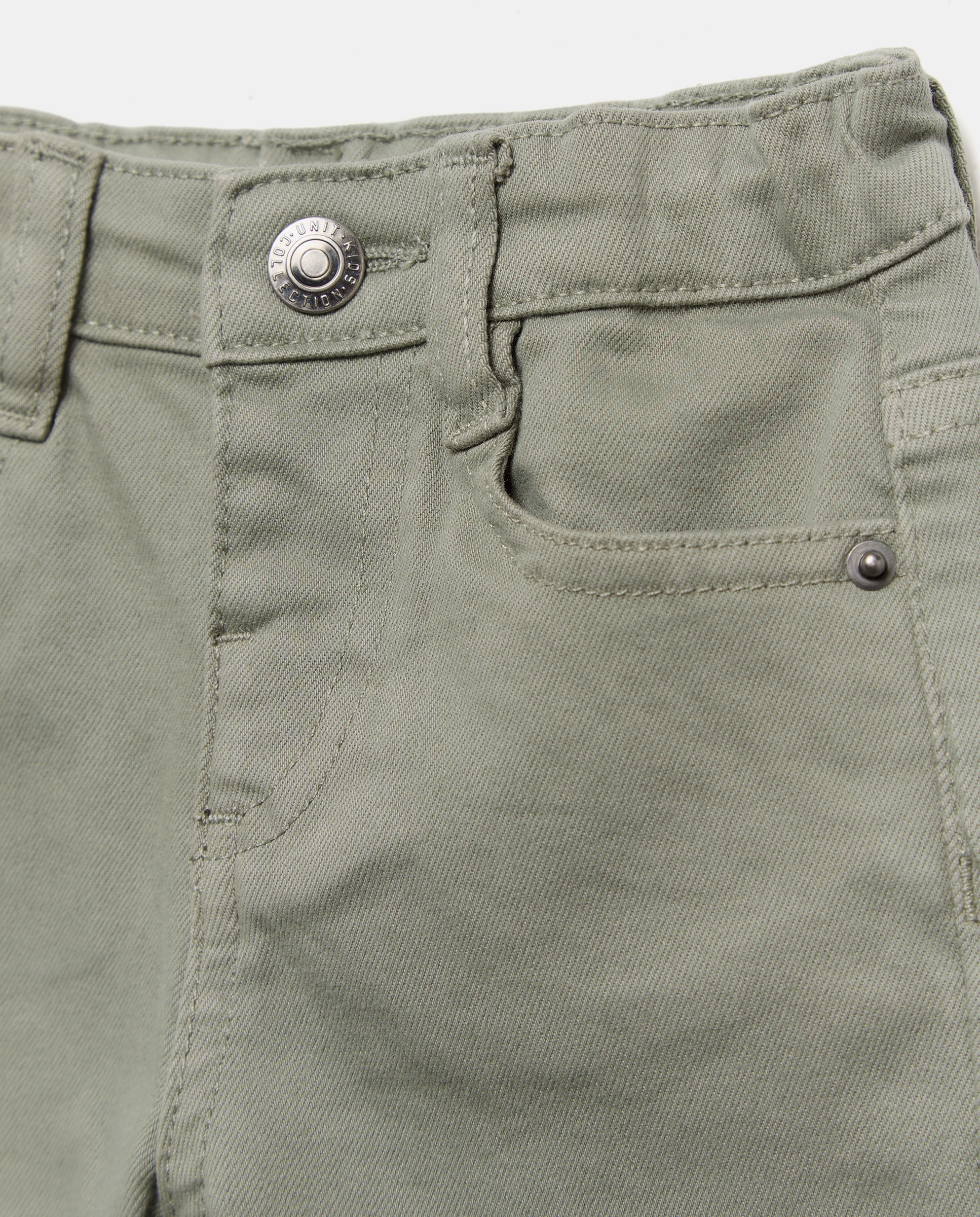 Bermuda de bebé denim color 5 bolsillos efecto lava 510 Verde claro-3
