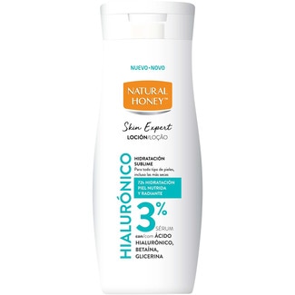 loción corporal Hidratación Sublime para todo tipo de pieles con hialurónico y sérum 3% frasco 300 ml con ácido hialurónico, betaína, glicerina - Natural Honey