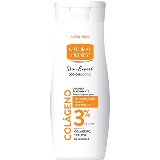 loción corporal Cuidado Reafirmante para todo tipo de pieles con colágeno y sérum 3% frasco 330 ml con colágeno, tralose, glicerina - Natural Honey