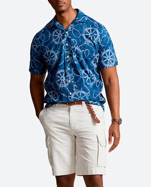 Imagen 0 de Camisa manga corta de hombre mezcla de lino y algodón Classic fit tallas grandes