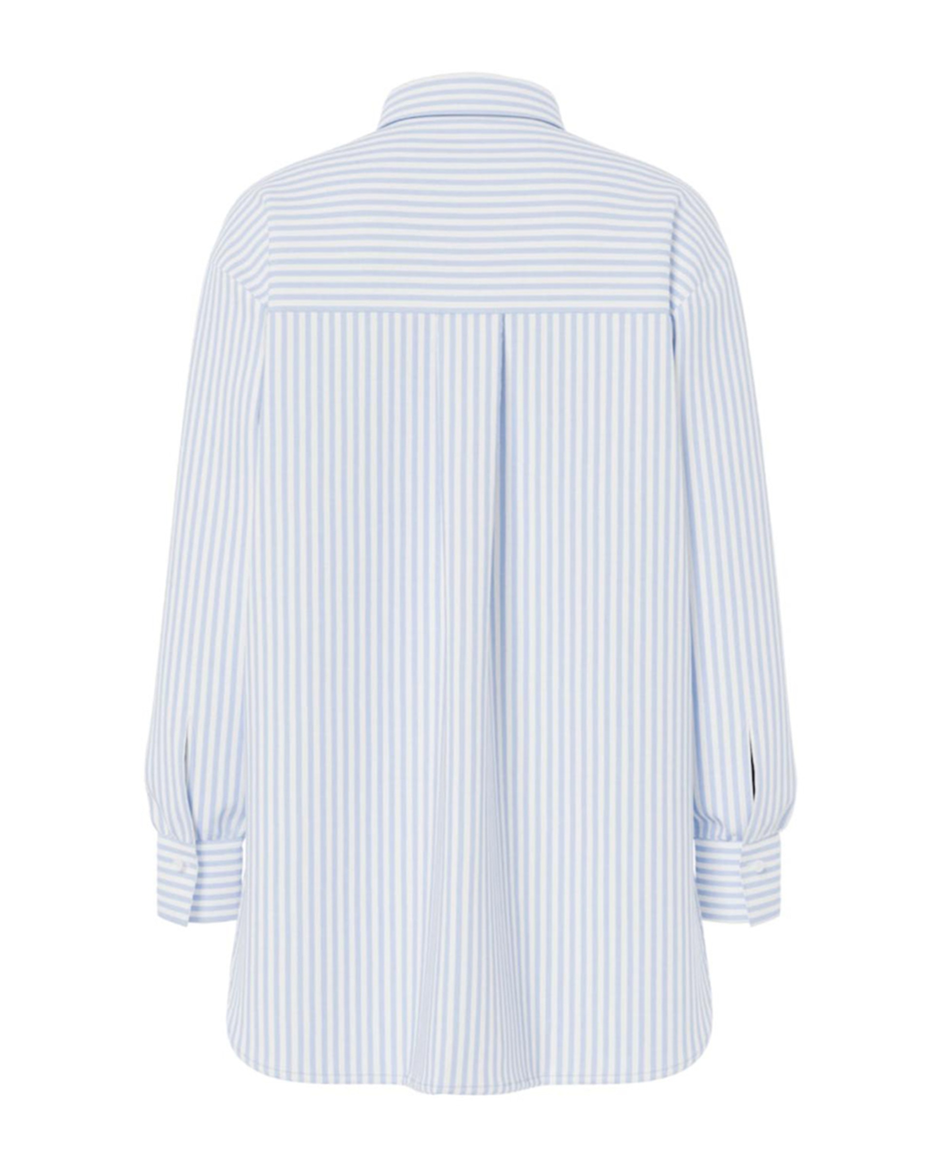 Camisa Loose Fit às Riscas Azul-claro-2