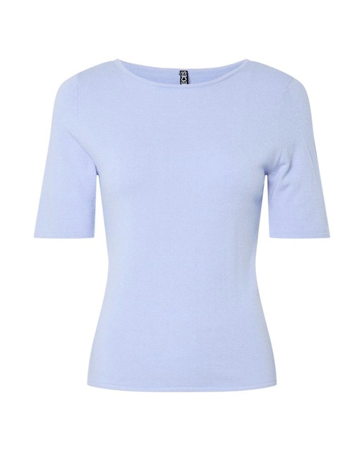 Imagen 0 de Top de punto cuello barco y manga corta de mujer.