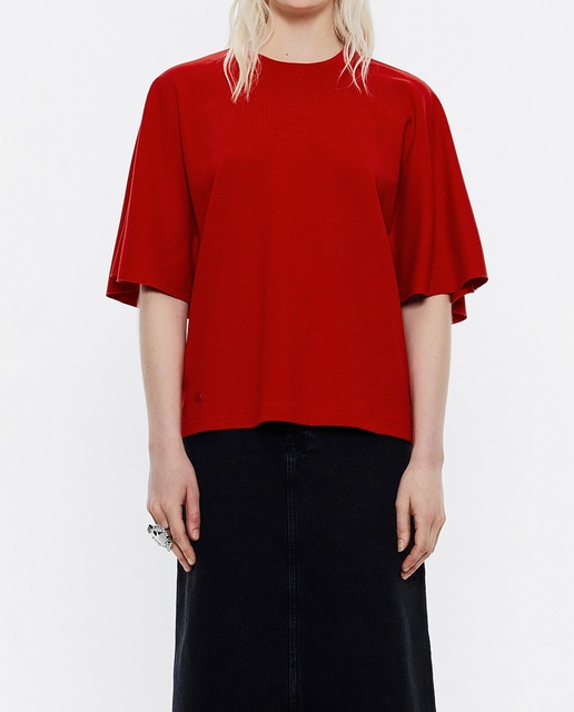 Imagen 0 de Camiseta de mujer de punto roma corte recto.