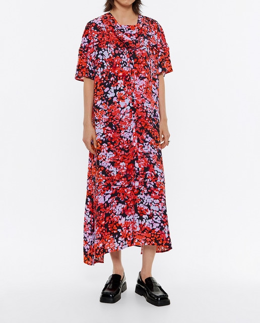 Imagen 0 de Vestido de mujer midi de viscosa con textura y print Leomimosa.