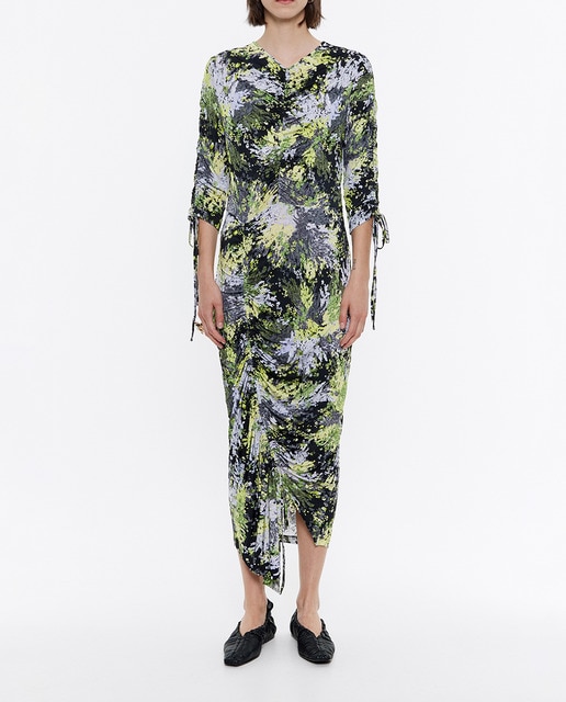 Imagen 0 de Vestido de mujer midi fruncido de viscosa con print Mimosa.