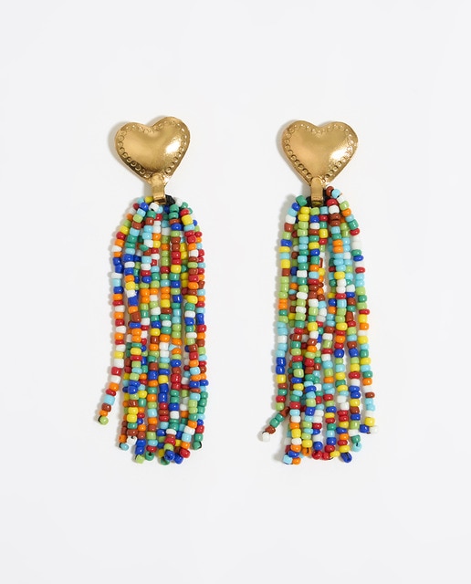 Imagen 0 de Pendientes con corazón de metal y abalorios.