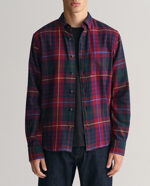 Imagen 0 de Camisa  de hombre  regular  cuadros  color  granate