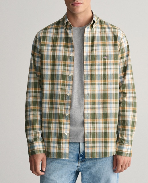 Imagen 0 de Camisas de estampado de cuadros de corte recto y cierre de botones