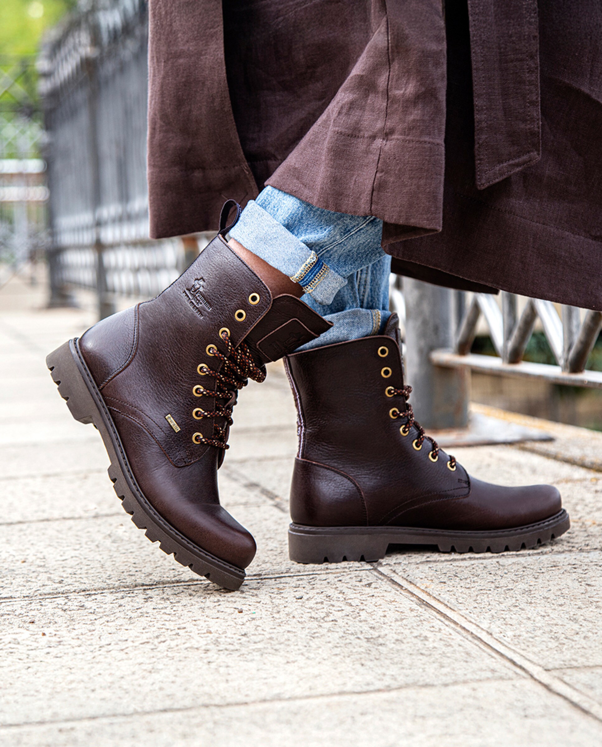 Botas em Pele e com Forro de Goretex Castanho-escuro-9