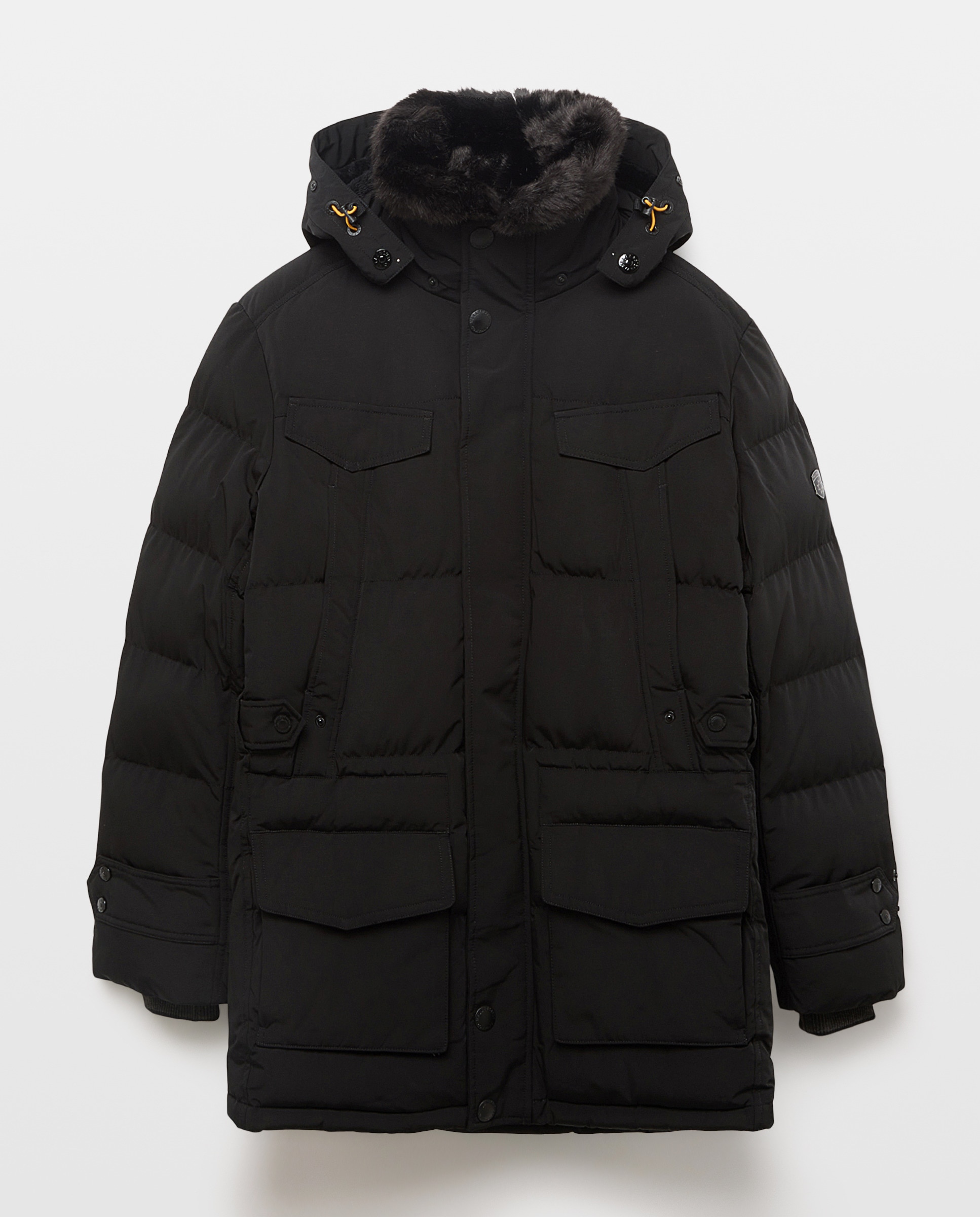 Parka Acolchoada com Capuz Desmontável Preto-5