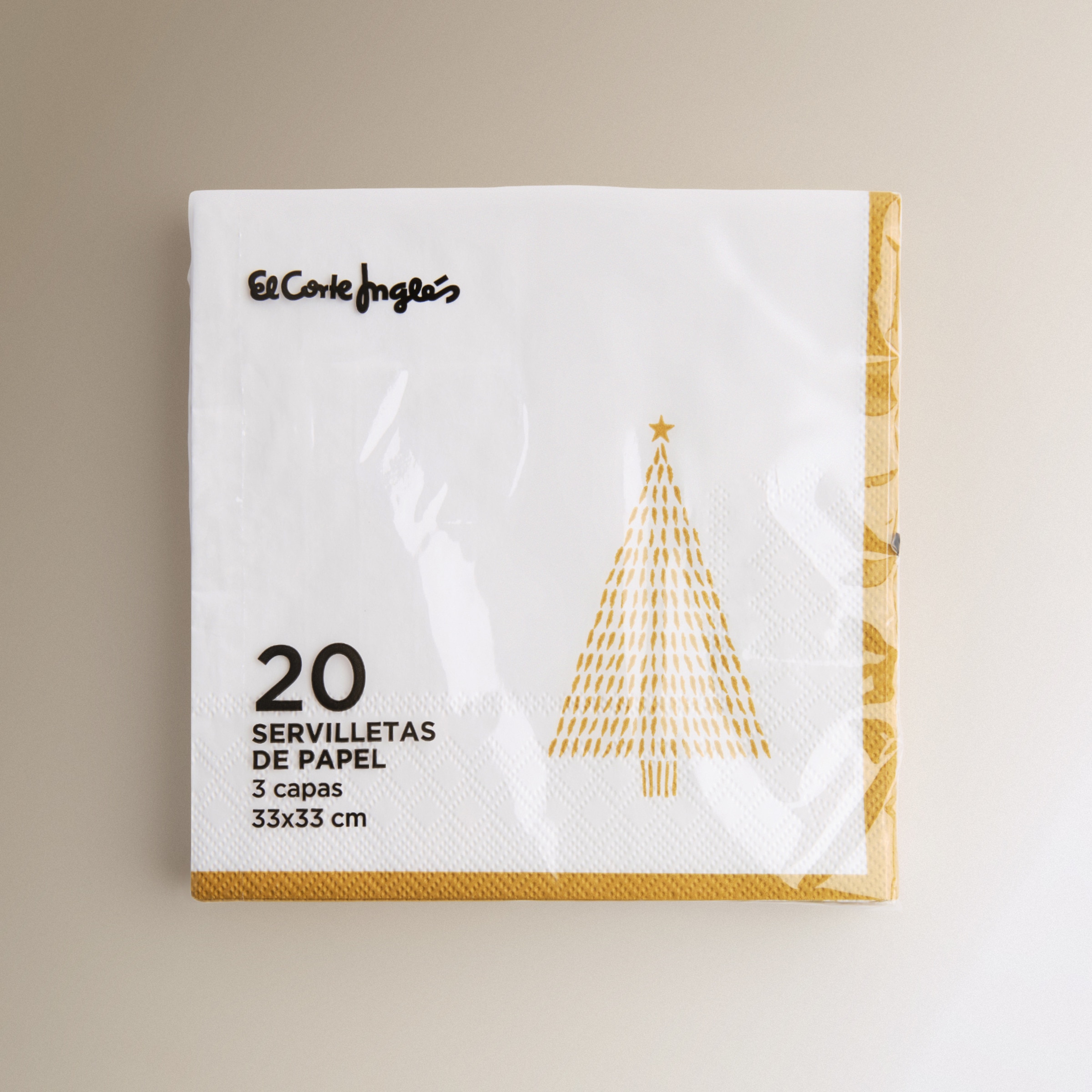 Pack de 20 Guardanapos Natalícios Neta de Papel Ouro-2