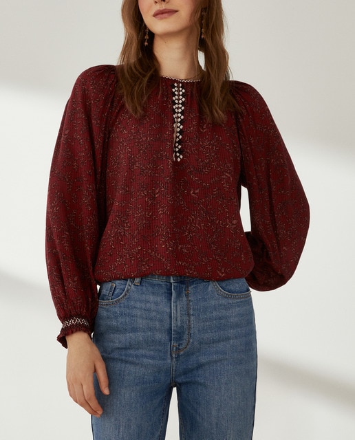 Imagen 0 de Blusa de manga larga con escote en V