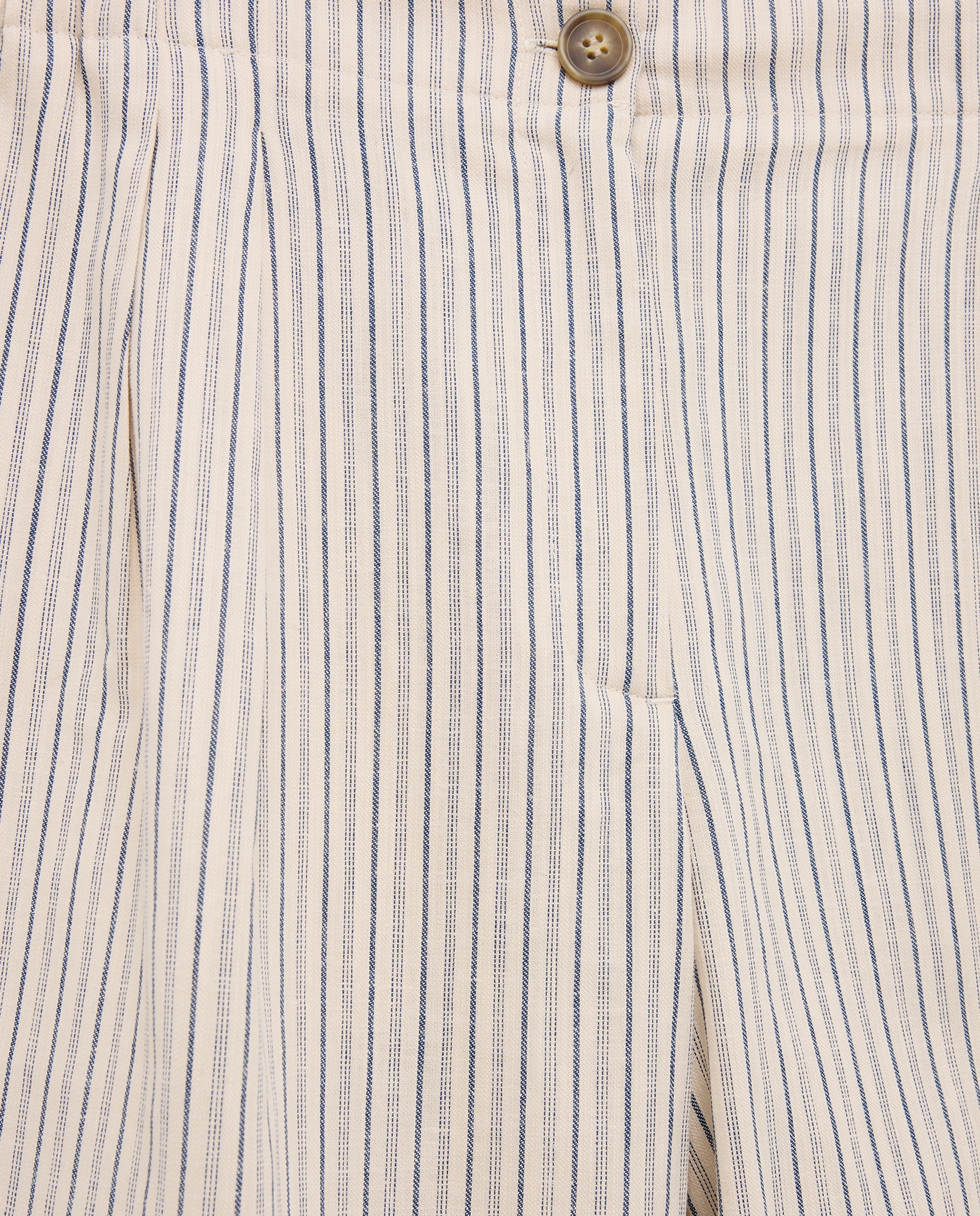 Bermudas Compridas de Linho às Riscas Azul-5
