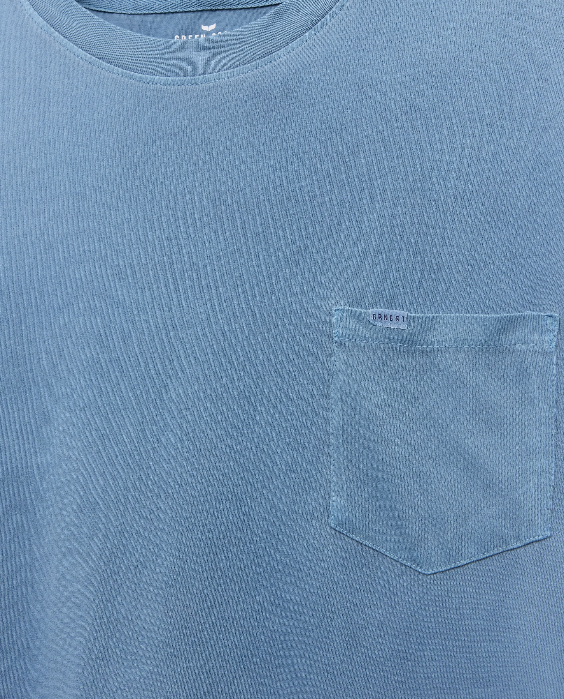 T-shirt de Manga Curta Overdye com Bolso Azul-índigo-6
