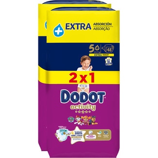 Activity pañales de 12 a 17 kg talla 5+ Extra absorción paquete 96 unidades - Dodot