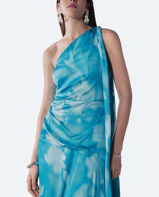 Imagen 0 de Vestido escote asemétrico estampado