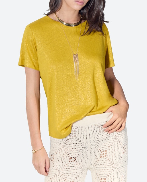Imagen 0 de Camiseta de mujer cuello caja lino
