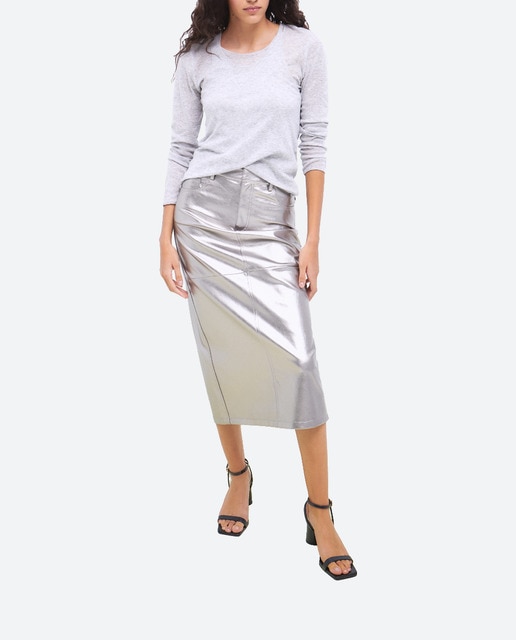 Imagen 0 de Falda midi efecto piel