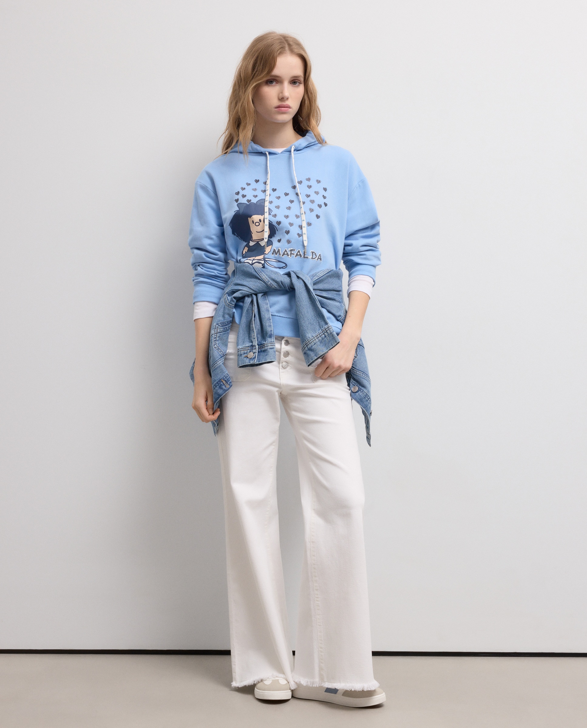 Sweatshirt com Capuz e Estampado Mafalda Ceruelo-2