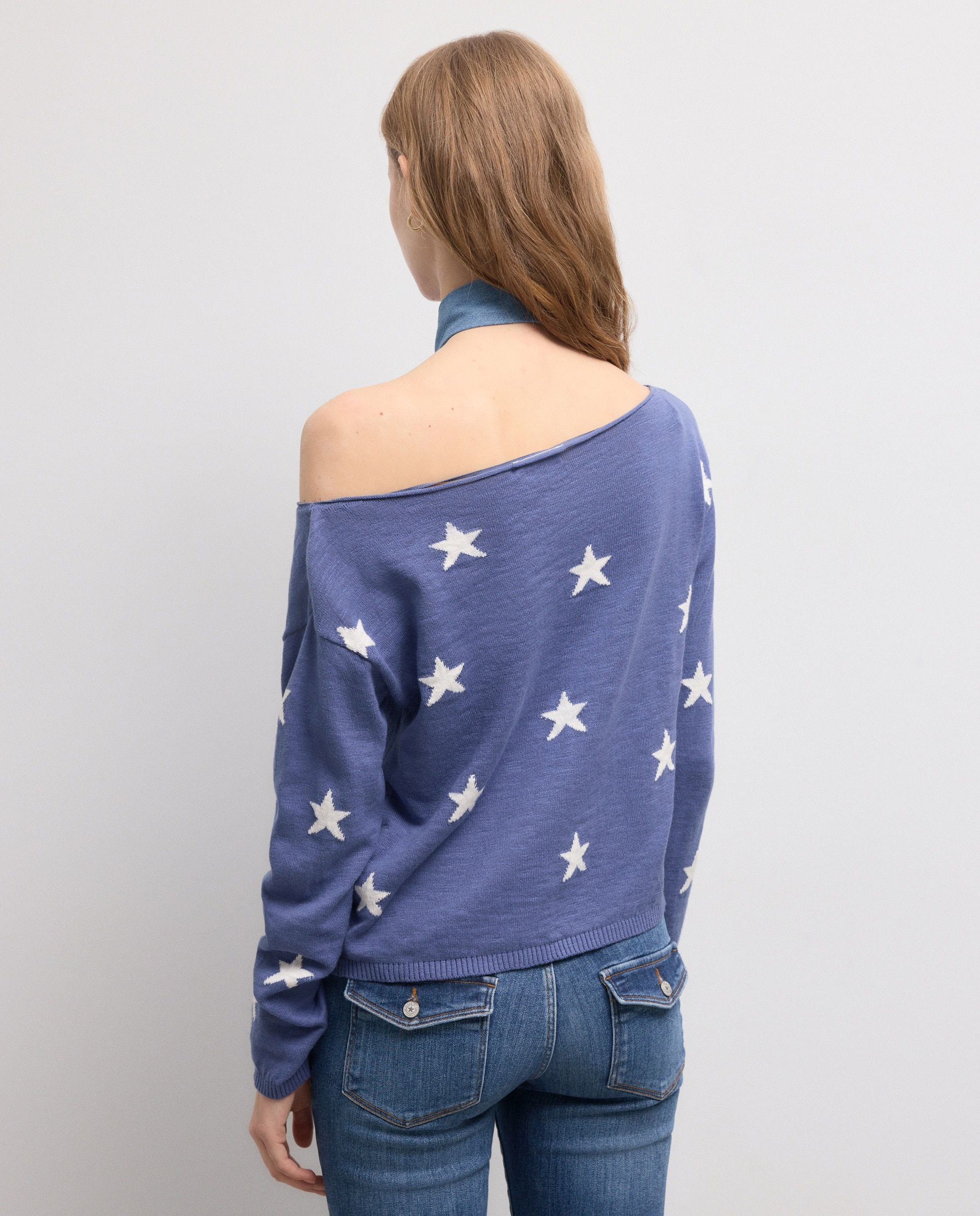Camisola de Malha de Manga Comprida e Decote Redondo 400 Azul-4