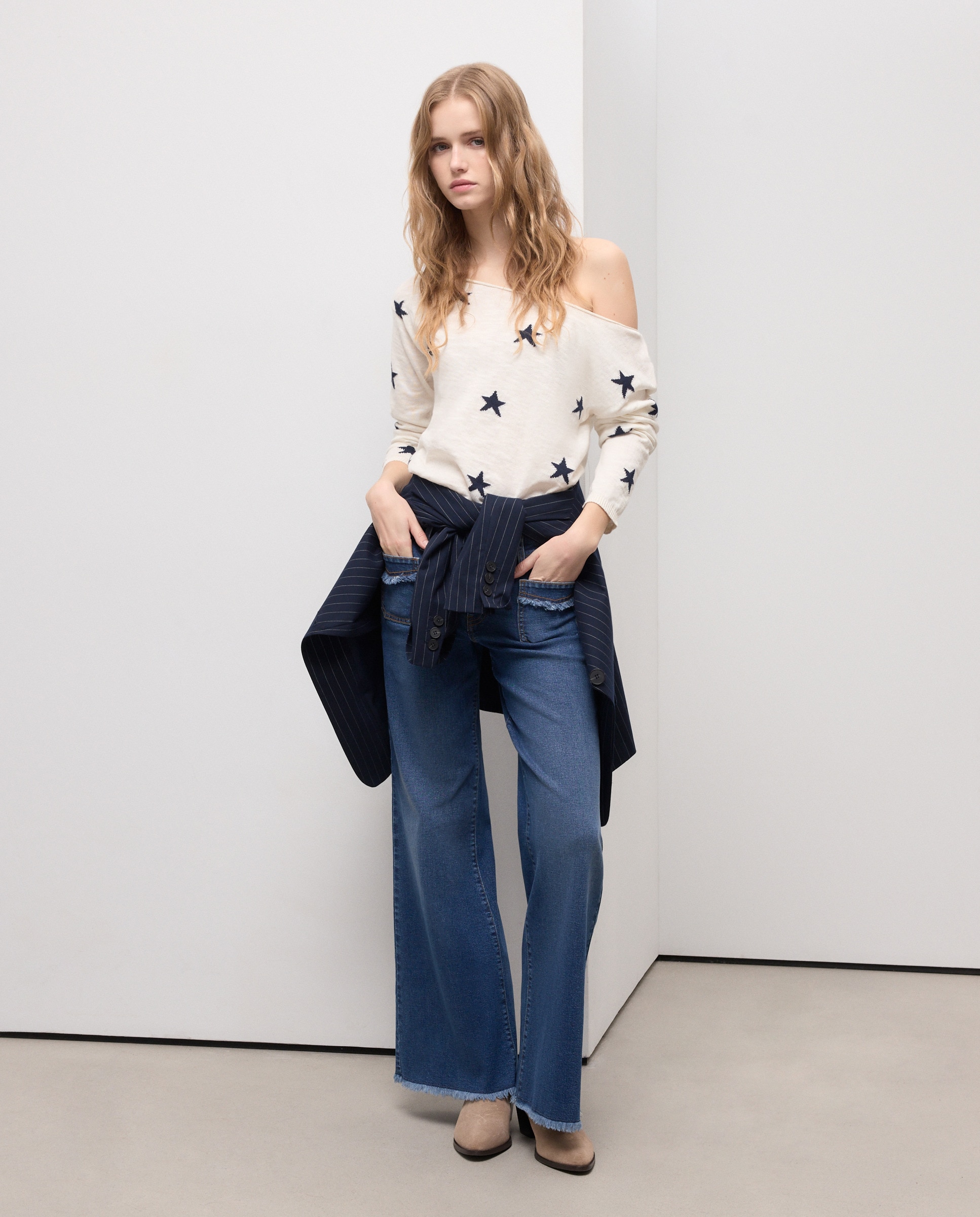 Imagem 0 de Camisola de Malha de Manga Comprida e Decote Redondo