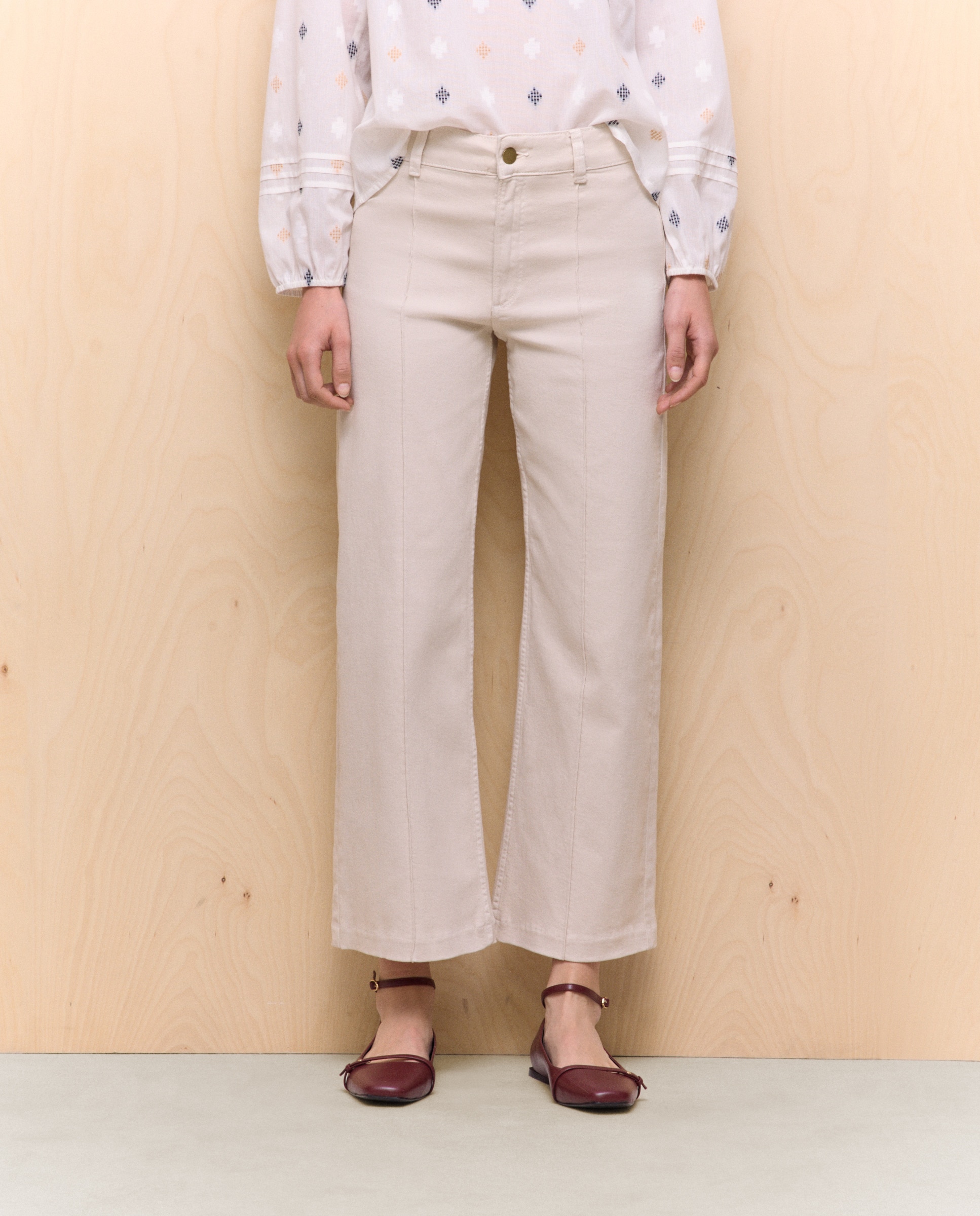 Jeans Crop Culotte com Nervura 120 Cru-2