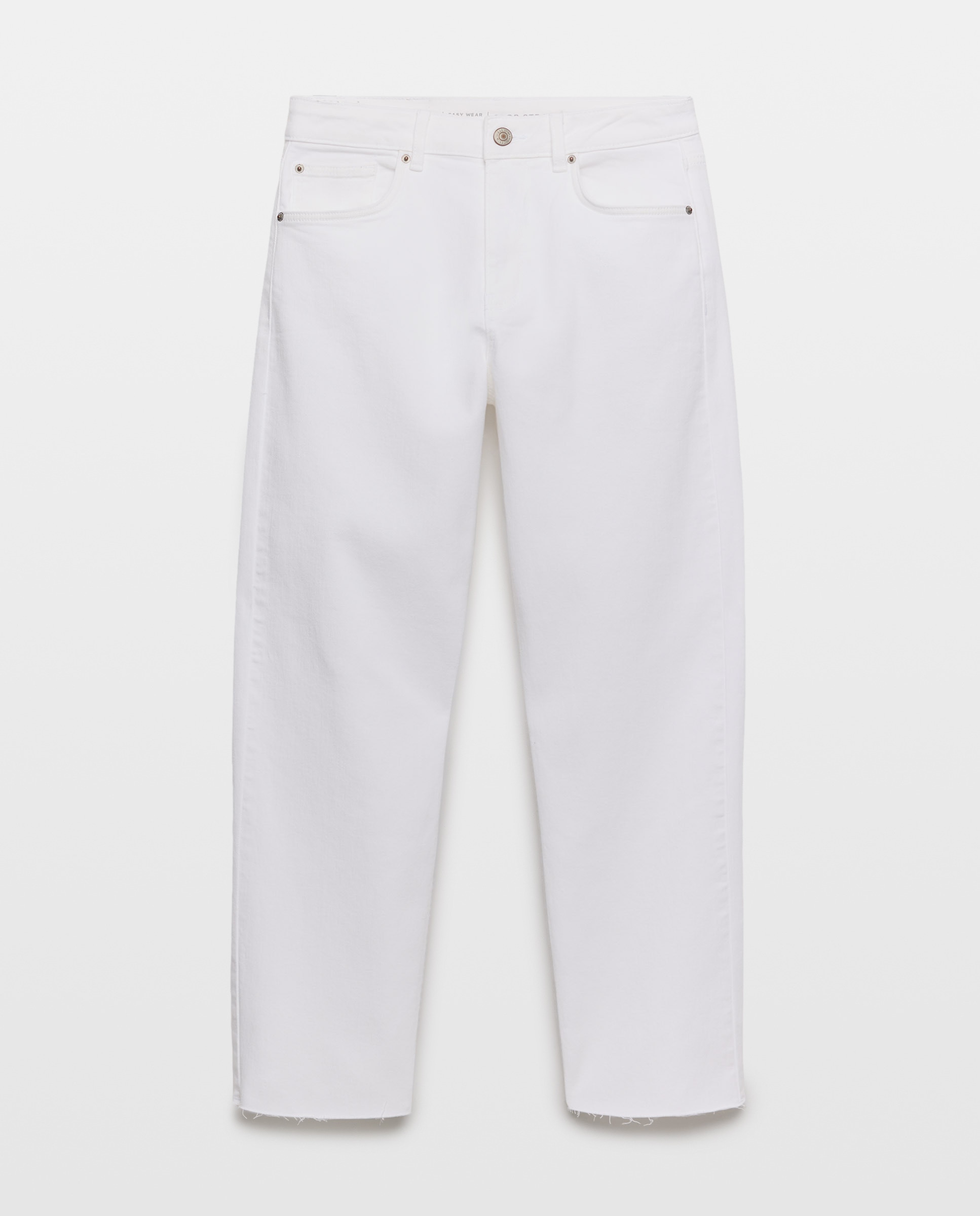 Jeans Straight Cropped com Cintura Subida Branco-marfim-4