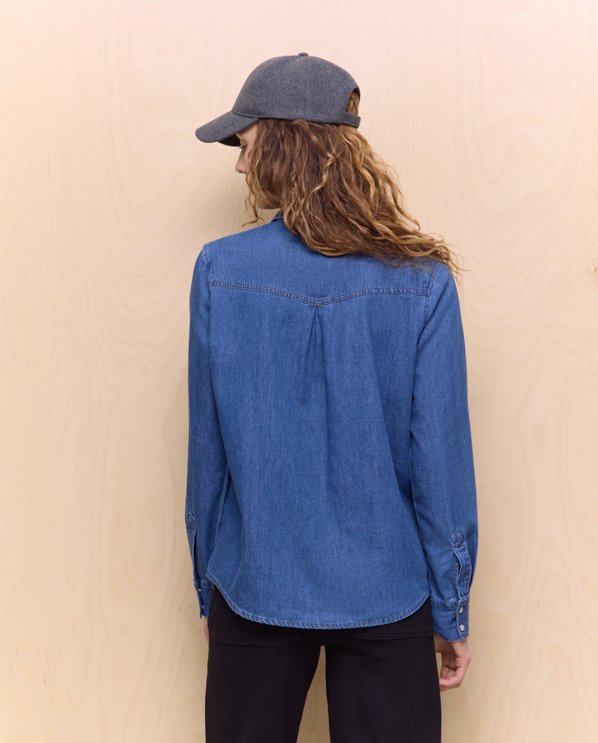 Camisa de Ganga Básica Azul-índigo-3