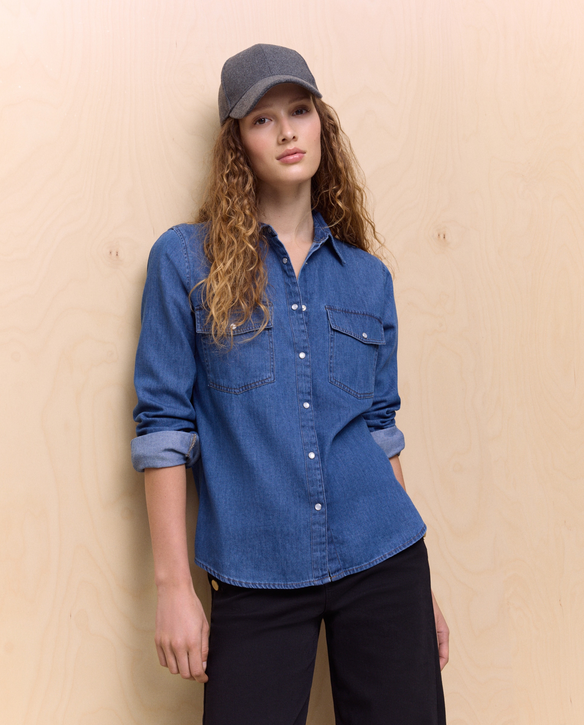 Camisa de Ganga Básica Azul-índigo-1