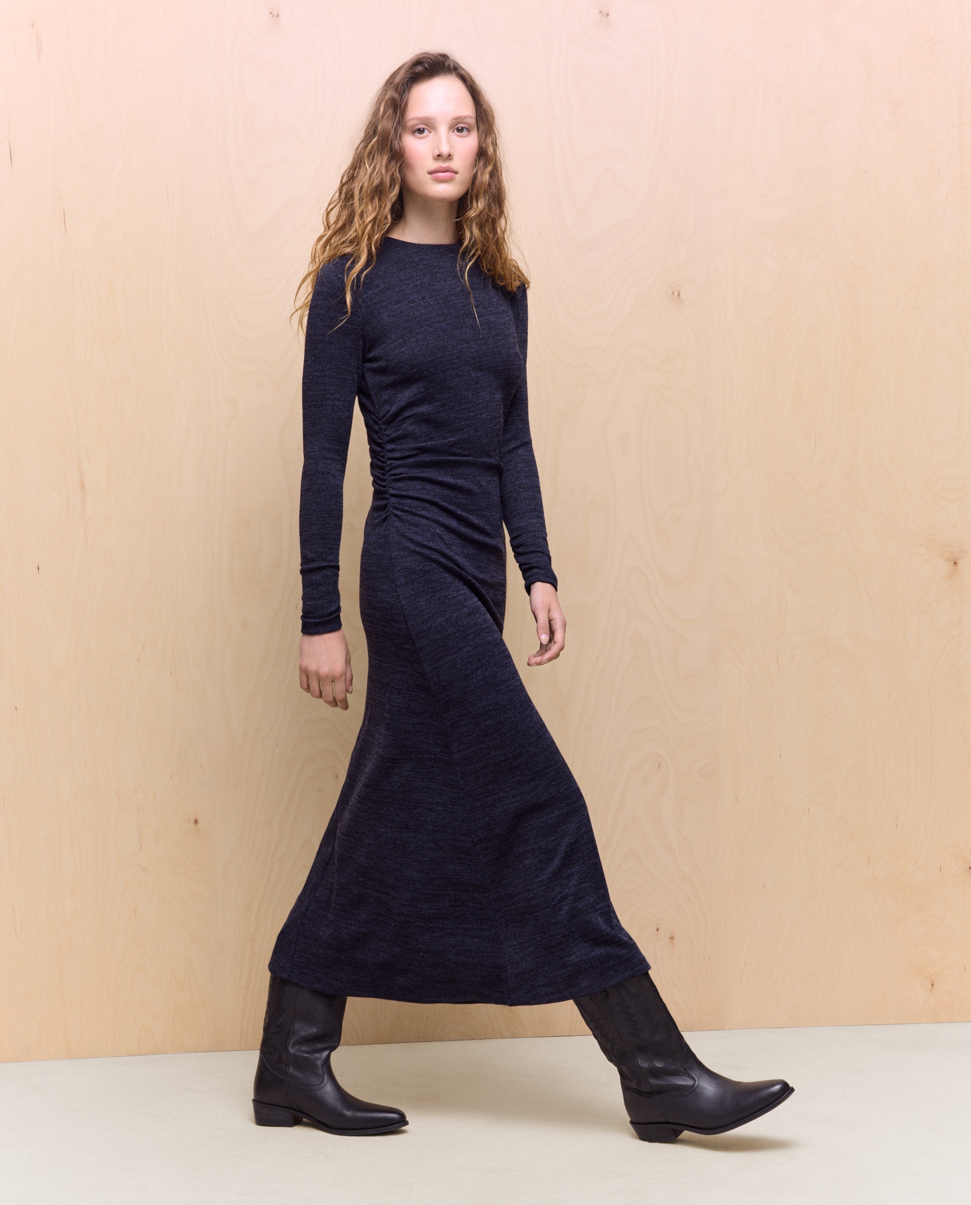 Vestido Liso com Manga Curta Azul-marinho-2