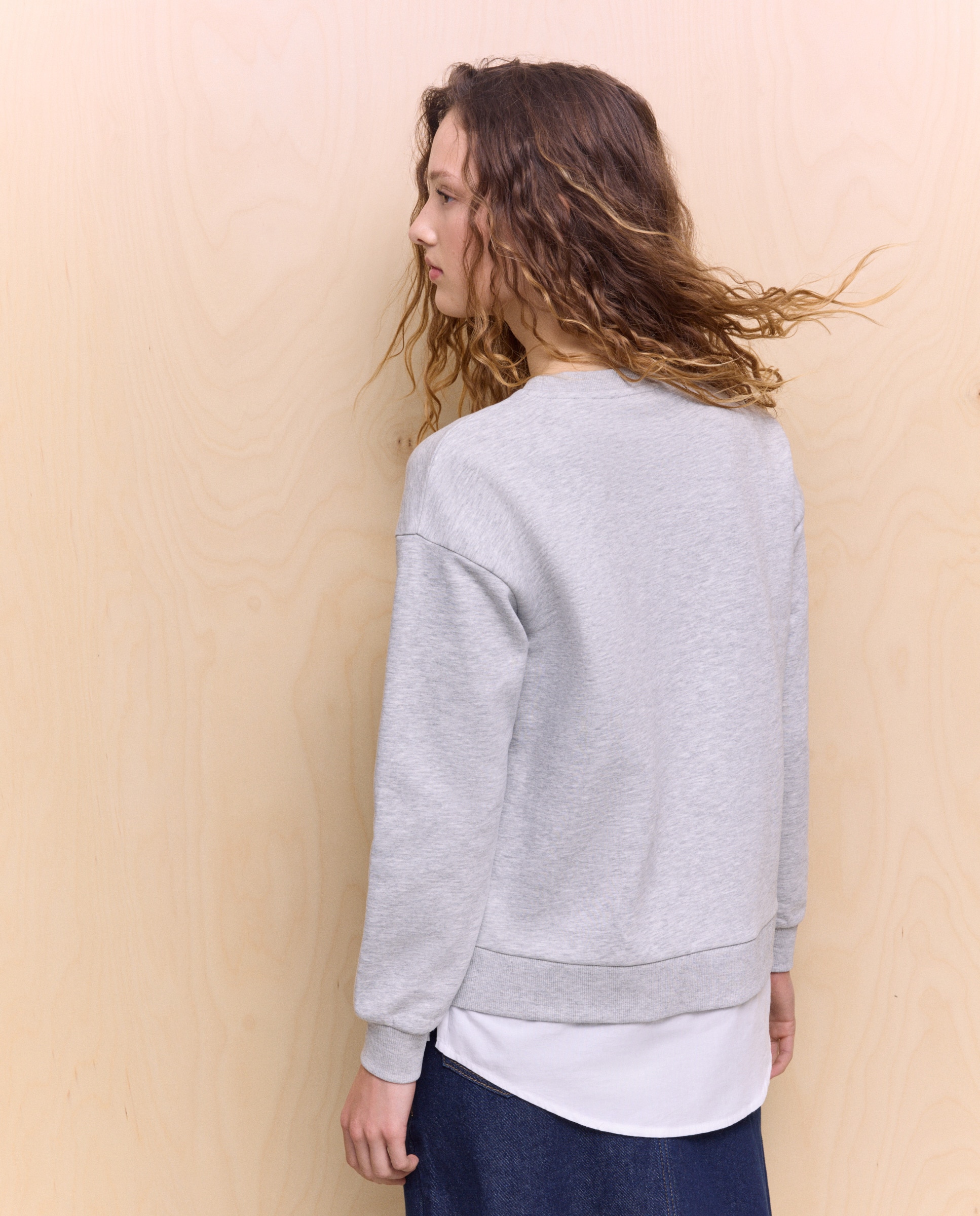 Sweatshirt Lisa de Algodão Cinzento-claro-3