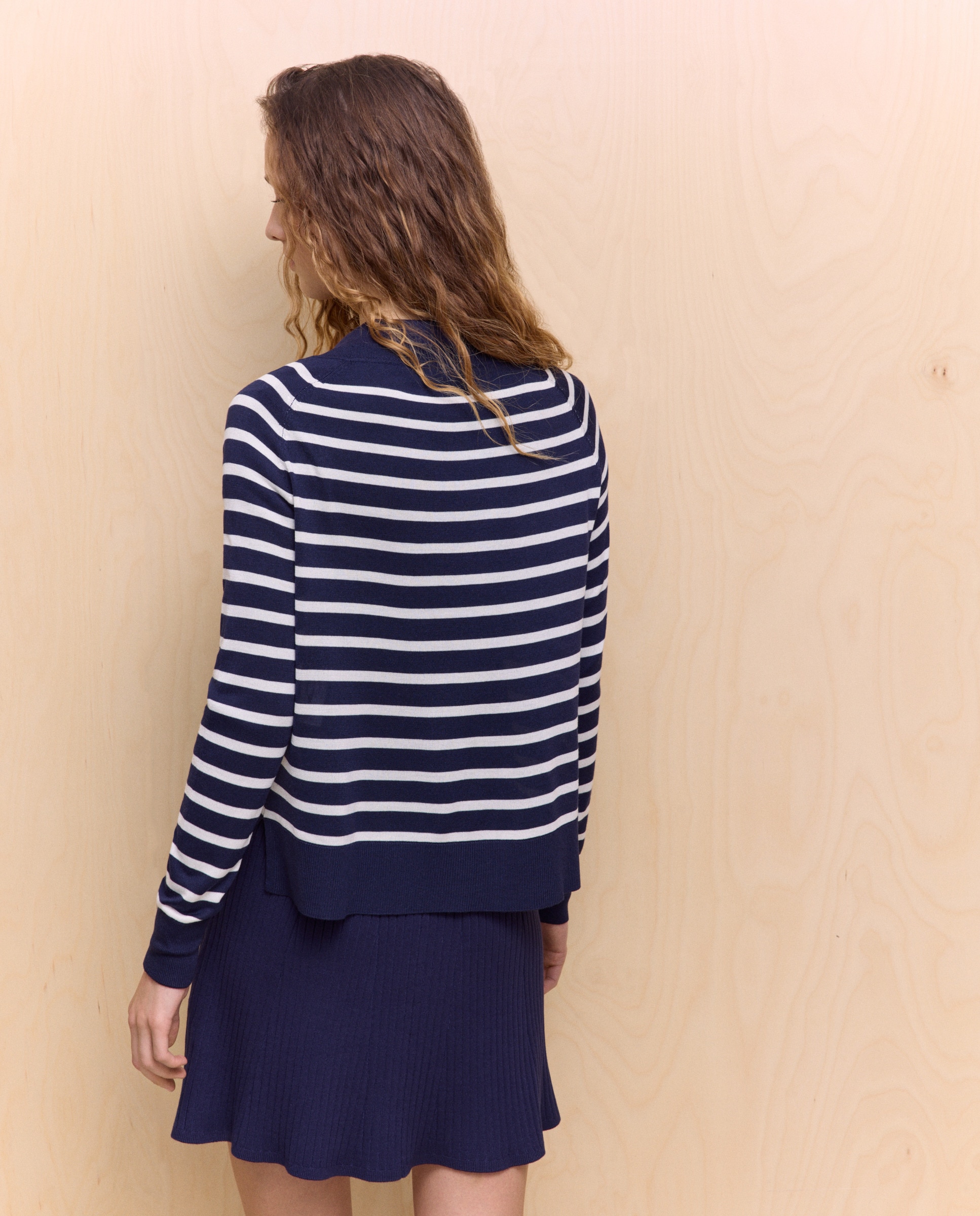 Camisola de Malha de Viscose Lisa Azul-3