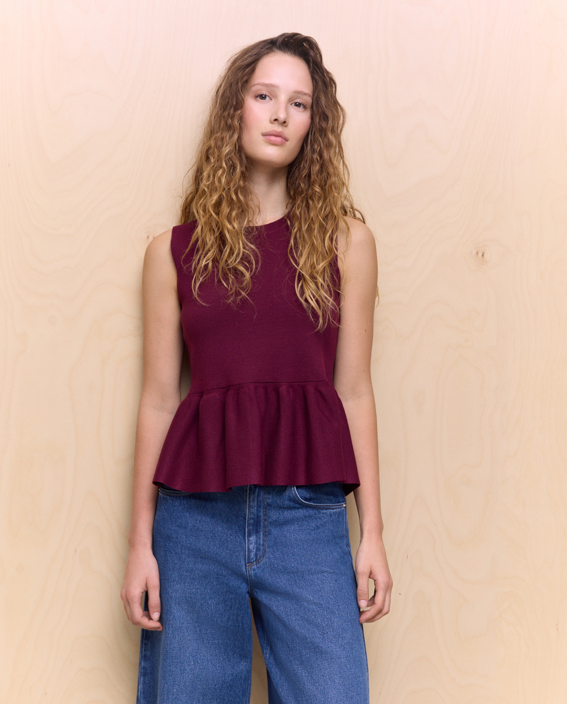 Camisola de malha de ponto liso Bordeaux-1