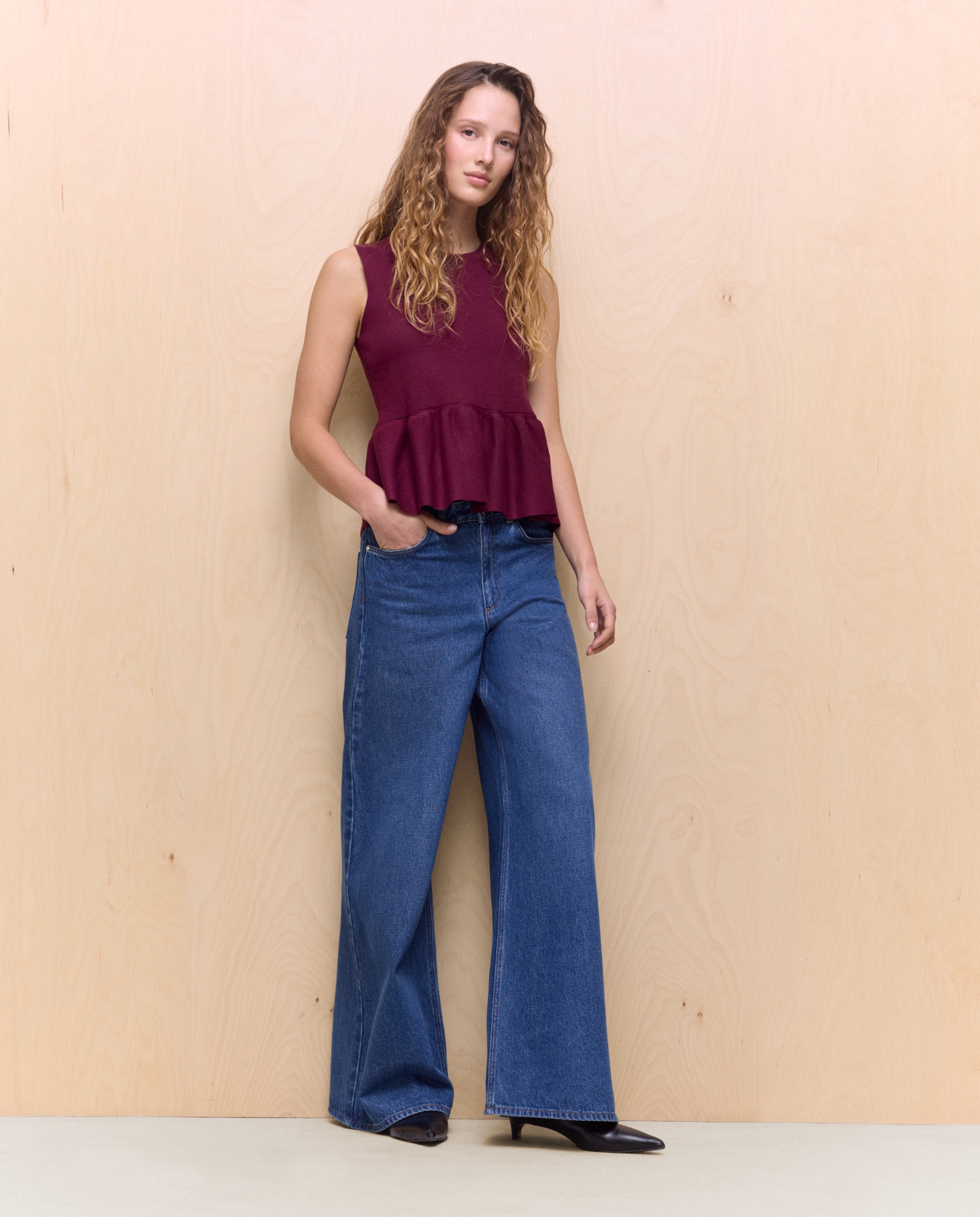 Camisola de malha de ponto liso Bordeaux-2