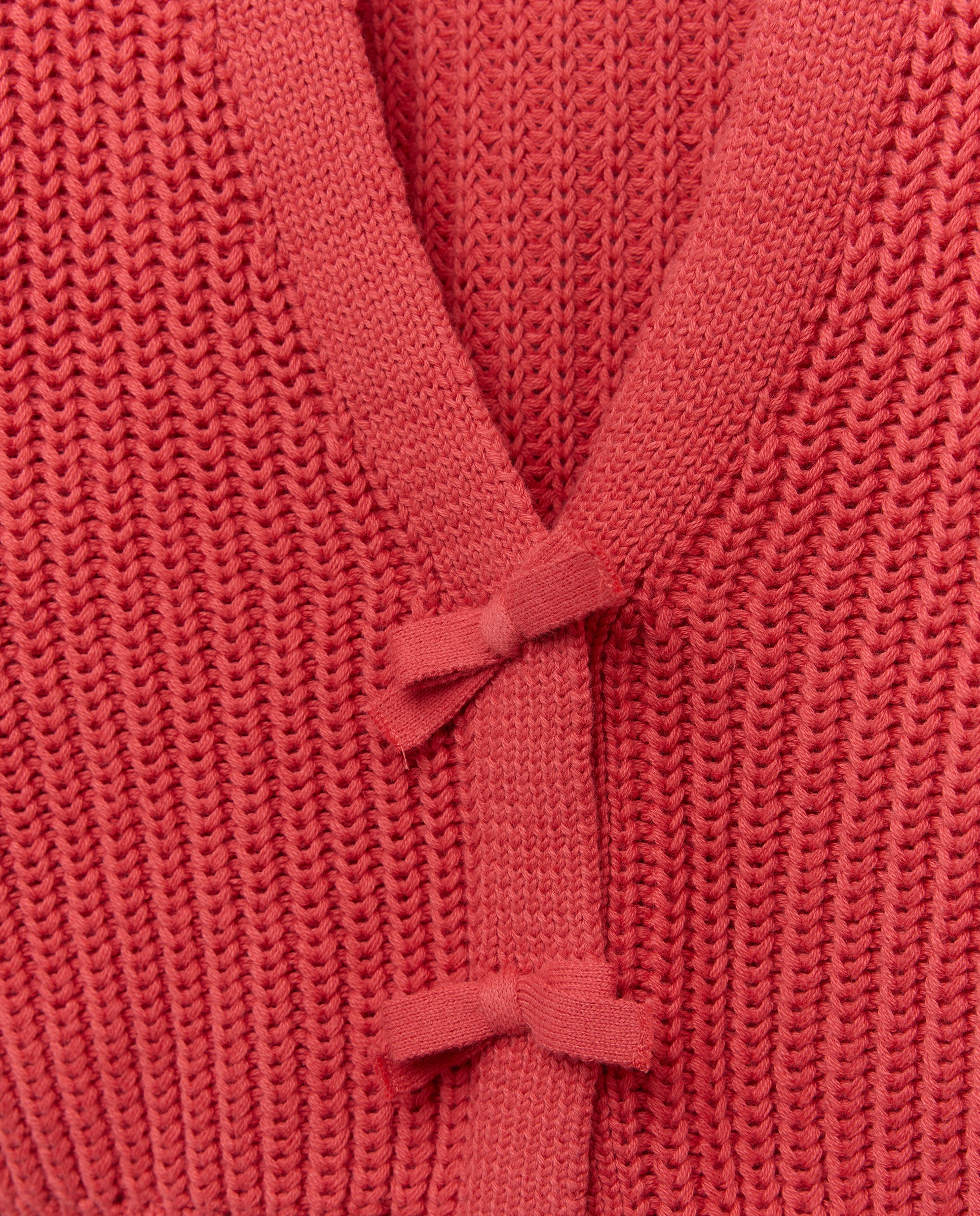 Casaco de Decote em Bico Atado com Laços 230 Rosa Escuro-5