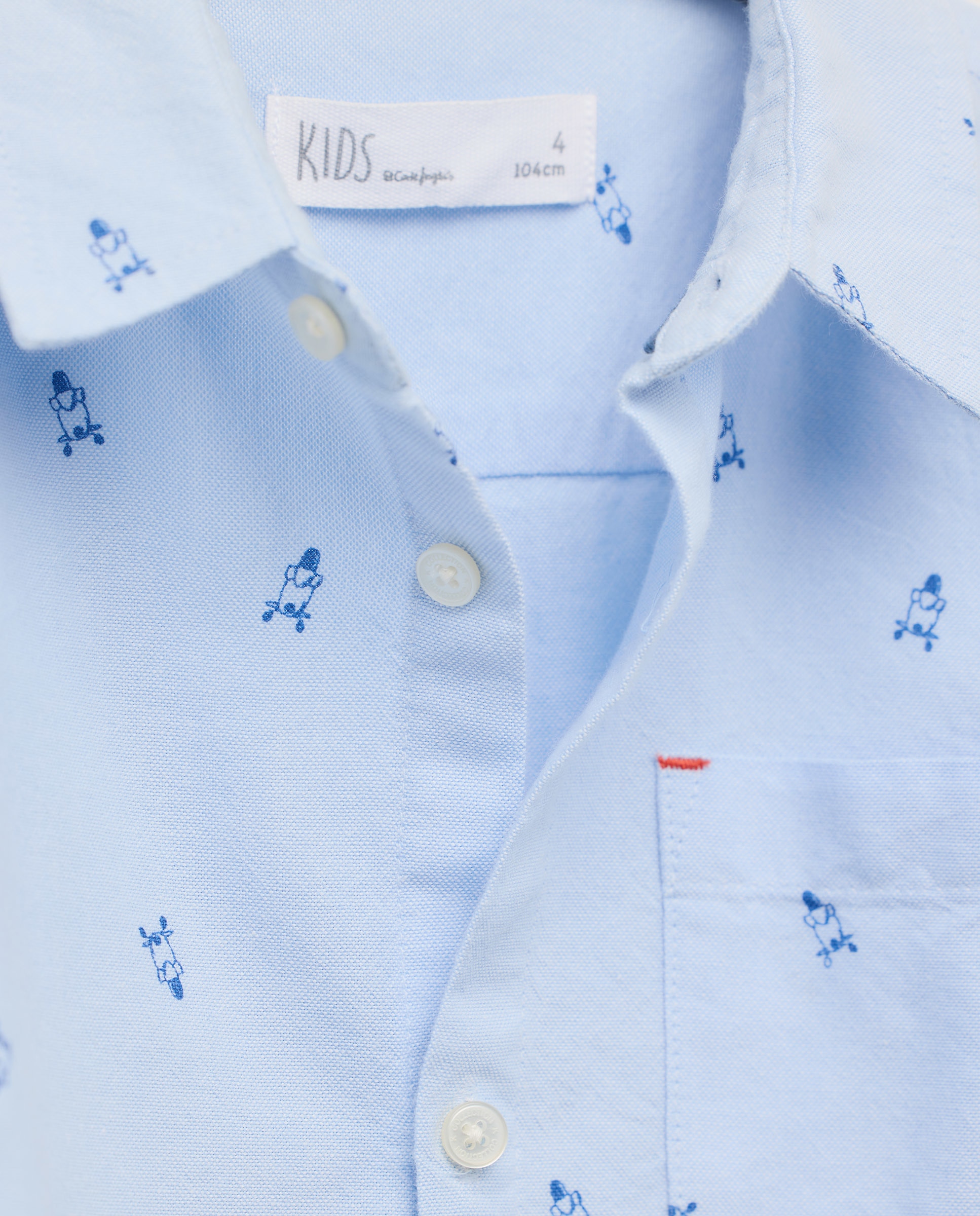 Camisa Oxford com Manga Comprida e Estampado Kids El Corte Inglés Azul-6